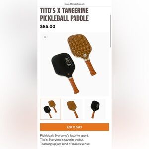 Tito's X Tangerine Pickleball Paddlle with Brown and Black Design